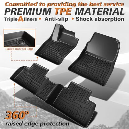 TripleAliners All Weather Floor Mats Compatible with 2025 2026 Nissan Kicks Interior Accessories 1st & 2nd Row Floor Liners Custom Fit Anti-Slip TPE Full Coverage Protection Waterproof Car Mats - size: Kicks | 2025+