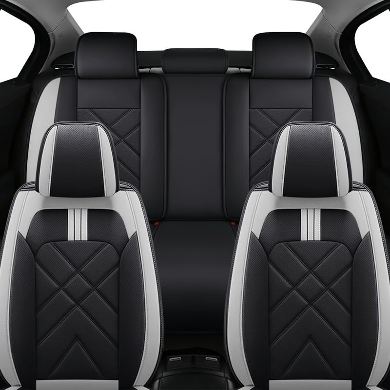 Custom Fit Faux Leather Front Seat Covers for Nissan Frontier 2007-2026 2PCS, Anti-Slip & Airbag Compatible, Black & Gray - color: #068 Black&light Gray, size: 2 Front Seats
