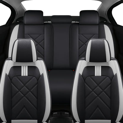Custom Fit Faux Leather Front Seat Covers for Nissan Frontier 2007-2026 2PCS, Anti-Slip & Airbag Compatible, Black & Gray - color: #068 Black&light Gray, size: 2 Front Seats