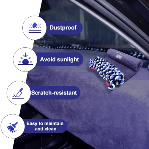Car Window Tinting Dashboard Protecting Microfiber Towel, 2-in-1 Super Absorbent Fusion Towel Dash Cover and Soak Rope Tool for Vehicle Windshield Scratch-Free Tint Tools