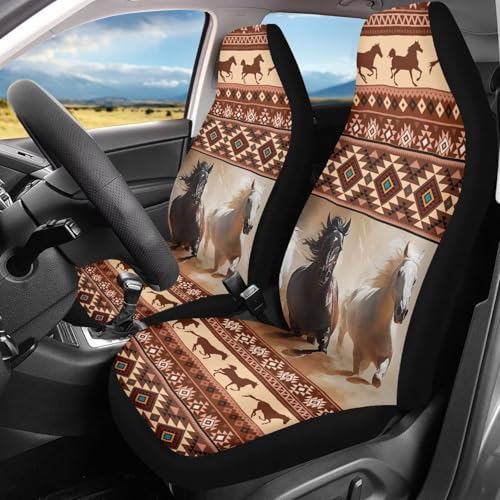 Bulopur Aztec Horse Car Seat Covers for Women Seat Cushion High Back Front Seat Cushion Covers Polyester Seats Protector Car Accessories for SUV Trucks Chairs Vans Auto - color: Aztec Horse