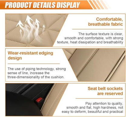 Luxury Faux Leather Car Seat Cover, Anti-Slip Waterproof Universal Front Bottom Seat Protector with Storage Pocket, Triangular Pattern Vehicle Seats Cushion for Sedans, SUVs, Trucks (2PCS&Beige) - color: 2PCS&Beige