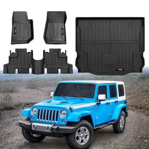 Custom Floor Mats and Cargo Trunk Liner for 2007-2018 Jeep Wrangler JK 4 Door Accessories All Weather TPE Rubber Protection Mat (for 2007-2018 Jeep Wrangler JK 4 Door) - color: for 2007-2018 Jeep Wrangler JK 4 Door