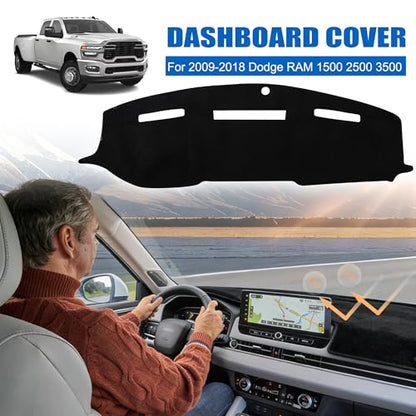 YYCKE WZJUSS Dash Cover Mat Custom Fit for 2009-2018 2017 2016 2015 Dodge RAM 1500 2500 3500 Accessories Dashboard Pad Carpet Protector - size: Dodge RAM 1500 2500 3500 2009-2018