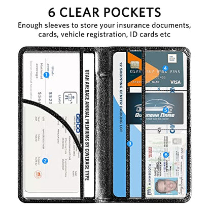 CoBak Car Registration and Insurance Holder - Vehicle Glove Box Car Organizer,Auto Truck Comparment Accessories Case with Magnetic Closure for Driver License,Cards - color: L-Glitter Black