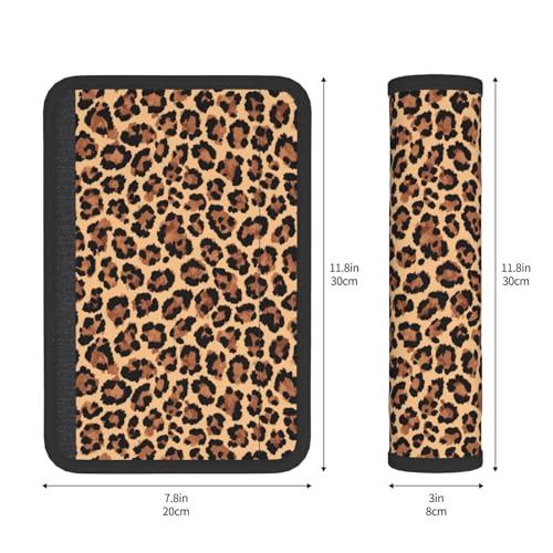 Leopard Print Steering Wheel Cover Elastic Non-Slip Car Steering Wheel Covers with Seat Belt Shoulder Pad for Women Men - color: Leopard Print