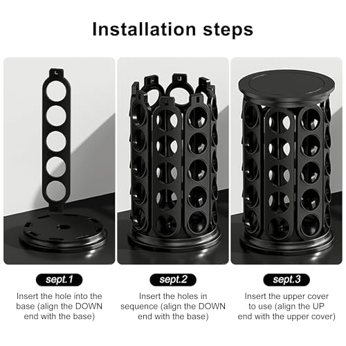 CEHNCEH K Cup Holder, Coffee Pods Holder Storage Organizer Stand Carousel Compatible with 40 Keurig K-Cup Pods, Home or Office Kitchen Counter (Black) - color: Black