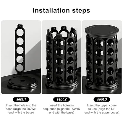 CEHNCEH K Cup Holder, Coffee Pods Holder Storage Organizer Stand Carousel Compatible with 40 Keurig K-Cup Pods, Home or Office Kitchen Counter (Black) - color: Black