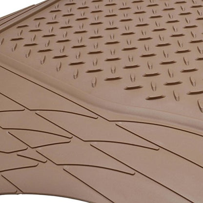 Motor Trend FlexTough Deep Dish Heavy Duty Rubber Floor Mats & Cargo Liner for Trunk All Weather (Beige) - Complete Coverage Set