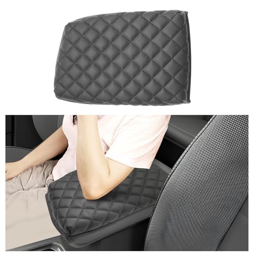 SXCY for 2024 2025 2026 VW Taos Armrest Cover for Volkswagen Taos 2024 2025 2026 Accessories 2022 2023 2024 2025 2026 Taos Center Console Cover 2024-2026 Taos Middle Console Cover (Black Leather Pad) - color: 2022-2025 2026 Taos (Add Pad)