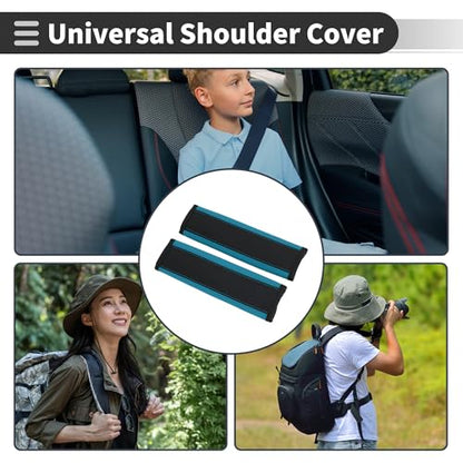 Black Blue Seat Belt Cover Pad Faux Leather 24cm Seatbelt Strap Cushion Shoulder Padding 2 Pcs - color: Black,Blue