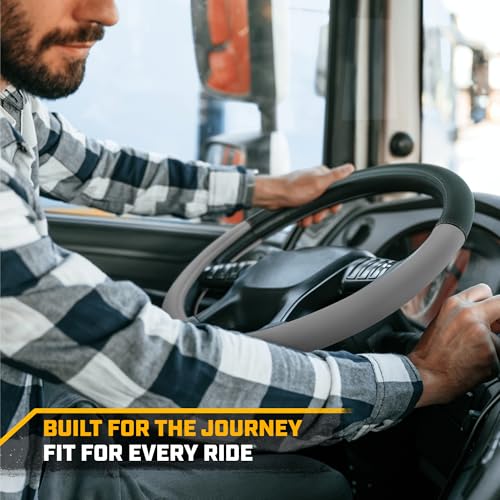 Cat® BigDrive Faux Gray/Black Leather Semi Truck Steering Wheel Cover, Fits RV and Big Rig Trucker, Steering Wheel Cover for Trucks 18 Wheeler - X-Large 17.5" - 18" Inches - color: Black/Gray BigDrive, size: XL Big Rig (17.5-18")