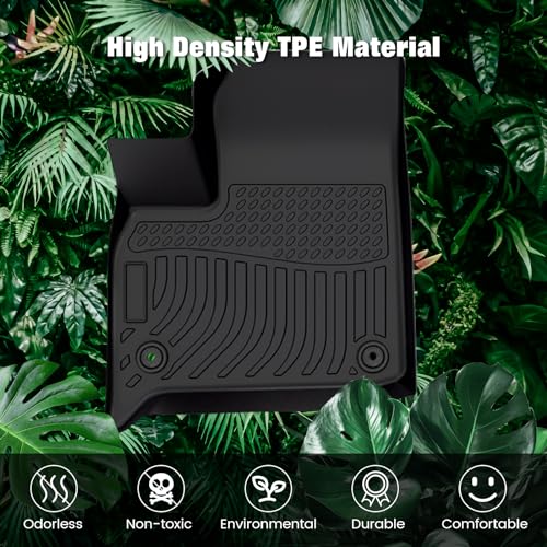 FREEMOTOR802 Compatible With 2018-2024 Chevrolet Traverse 7 Seats Floor Mats, Black 3D Molded Carpets Liner 1st 2nd Row Front Rear Protection Pad 4PC TPE Thermo Plastic Elastomer All Weather Protector - size: For Chevrolet Traverse 7 Seats 2018-2024
