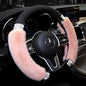 Achiou Rhinestone Fluffy Steering Wheel Cover - Comfortable Non-Slip Luxury Faux Wool, Universal Fit for 14.5" to 15" Steering Wheels - color: Black and Pink
