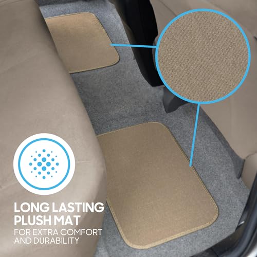 Beige Heavy Duty Front & Rear Carpet Floor Mats Universal Liners for Car SUV Van & Truck, All Weather Protection with Anti-Slip Nibs, Fit Contours of Most Vehicles - color: 100-MB