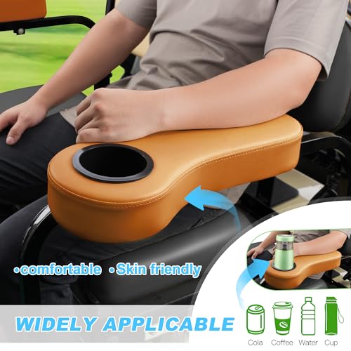 10L0L Golf Cart Rear Seat Kit Arm Rest Set with Cup Holder for Yamaha EZGO Club Car Golf Cart UV-Proof Coating Long Lasting, No Drilling Kits Include - color: orange