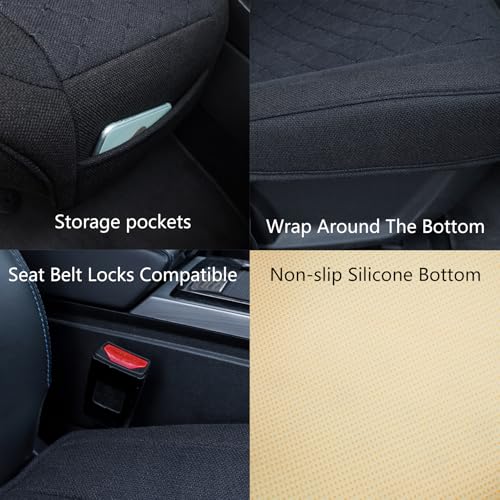 Suninbox Car Seat Cover,Bottom Car Seat Covers,Front Seat Only, Cloth Fabric Wrap Around The Bottom,Breathable Car Seat Protector Fits 95% of Vehicles 1 Piece,Gray - color: allgray