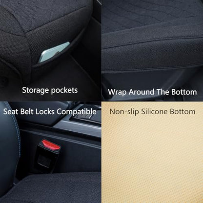 Suninbox Car Seat Cover,Bottom Car Seat Covers,Front Seat Only, Cloth Fabric Wrap Around The Bottom,Breathable Car Seat Protector Fits 95% of Vehicles 1 Piece,Gray - color: allgray