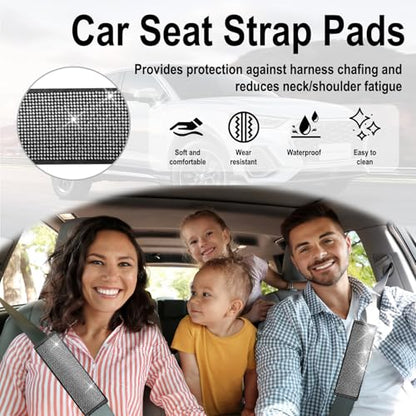 2 PCS Bling Car Seat Belt Shoulder Pads, Bling Seat Belt Covers with Bling Rhinestones, Car Accessories Seatbelt Strap Pad with Crystal Diamond for Car, Truck, SUV (White Diamond) - color: White
