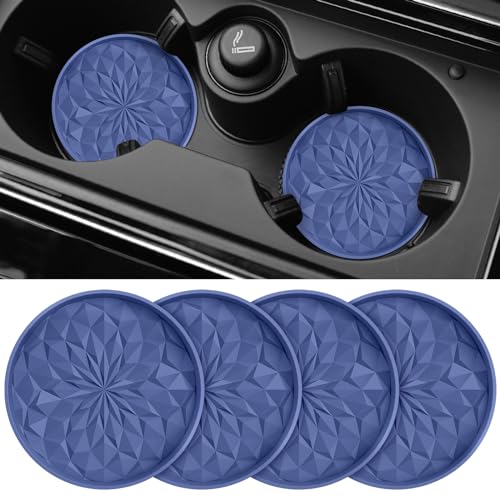 Car Coasters for Cup Holders [4 Pack] - 2.75In Silicone Auto Mug Mats - Universal Non-Slip Recessed Car Interior AccessoriesNavy Blue - color: 4pack-navy Blue