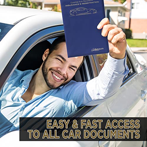 Andalus Auto Registration & Insurance Card Holder Pack of 2, Waterproof Essential Car Registration Holder with Hook & Loop Closure, Perfect for Every Vehicles Glove Boxes (Blue - 9.5" x 5.15") - color: Blue