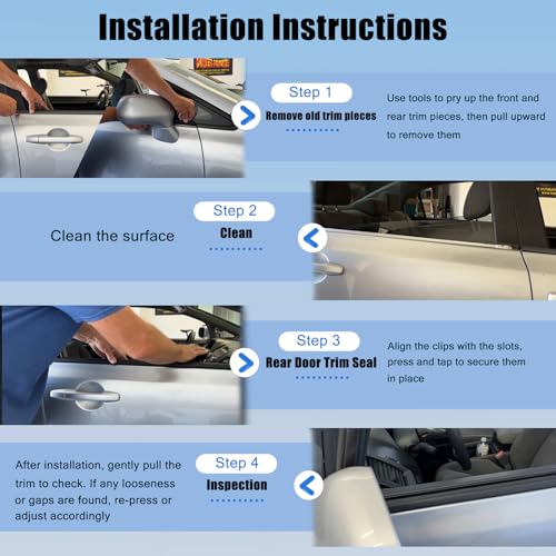 4Pcs Weatherstrip Window Moulding Trim Seal Belt Compatible with 2006-2011 Honda Civic Replace# 72460-SNA-A01 72410-SNA-A01 - color: 2006-2011, size: For Honda Civic