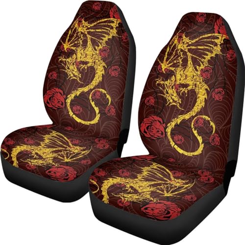 Cool Dragon Print Car Seat Covers Set of for 2 Front Seats,Auto Accessories Protectors Decor Universal Fit for Car Truck SUV - color: Cool Dragon 86