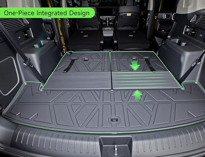 Cargo Trunk Mat with Backrest Mats for Hyundai Santa Fe 2024 2025 2026,All Weather Protection TPE Heavy Duty Cargo Liner Santa Fe Accessories,Black - size: Hyundai Santa Fe 2024-2026