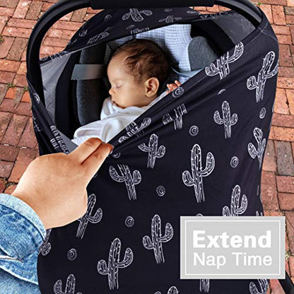 Metplus Car Seat Cover Baby, Carseat Canopy & Nursing Breastfeeding Covers, Stretchy Universal Fit, Multi-Use for Stroller/Shopping Cart/High Chair, Gender Neutral Shower Gift (Cactus) - color: Cactus