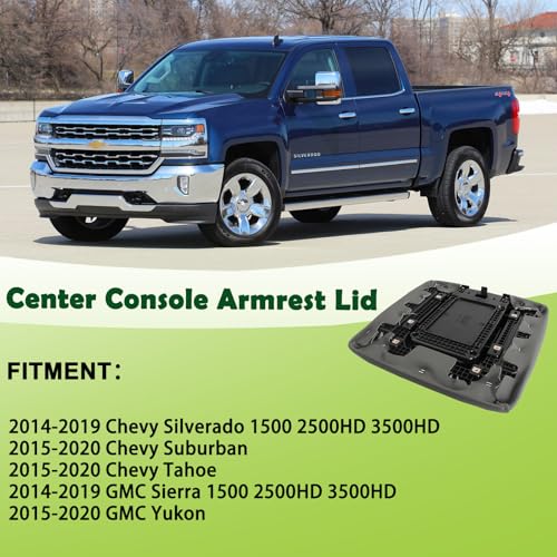 Front Seat Center Console Armrest Lid Gray Compatible with 2014-2019 Chevrolet Chevy Silverado Suburban Tahoe GMC Sierra Yukon XL Replaces 22881398 - color: Gray Armrest Lid