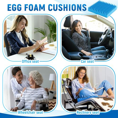 Geiserailie 2 Pcs Egg Foam Pad Eggs Chair Cushion to Relieve Back Foam Seat Cushion Chair Accessories Pad for Office Recliner Wheelchair Home Car (Egg, Blue)