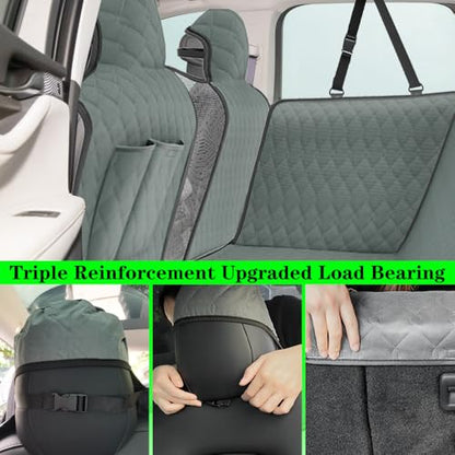 Dog Car Seat Cover for Back Seat Compatible with Ford Edge 2015-2020 2021 2022 2023 2024 Detachable Washable Backseat Pet Travel Hammock Cushion (Green Black)