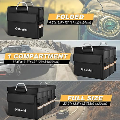 K KNODEL Car Trunk Organizer, Car Organizer With Lid, Heavy Duty Collapsible Trunk Storage for SUV, Truck, Cargo Trunk Organizer with Lid (Medium, Black) - size: Medium