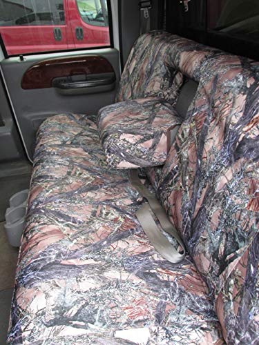Durafit Seat Covers Made to fit, 1999-2009 F250-F550 Rear Solid Bench Seat with Integrated Armrest. with Drink Tray Mounting Tabs Seat Covers in MC2 Camo Endura