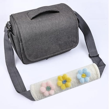 2-Pack Soft Seat Belt Covers Universal Car Shoulder Pad Cushions for Comfortable Driving & Bag Strap Protection White Fuzzy Flower (Light Blue, Yellow & Pink) - color: Light Blue Yellow Pink Flower