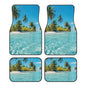 Universal Fit Car Floor Mats, Tropical Beach Islands Summer Ocean Palm Tree Picture Set of 4pcs Car Carpet Fit for SUV, Vans, Sedans, Trucks - color: Tropical Beach Islands