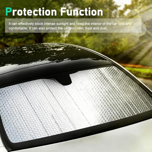 Car Front Windshield Sun Shade, 51.1" x 23.6" Reflective Heat Blocking & Sun Protection Visor, Foldable Protector Cover Dashboard & Interior, Privacy Shade for Most Cars SUVs (Silver)
