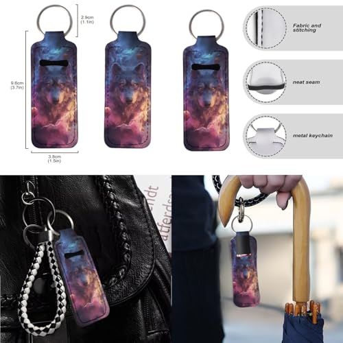 Wolf Planet Galaxy Pattern 15 Pcs Car Accessories Set, Car Interior Covers Set Front Rear Seat Covers Steering Wheel Cover Seat Belt Covers Car Headrest Cover Car Coaster - color: Wolf Planet Galaxy Pattern