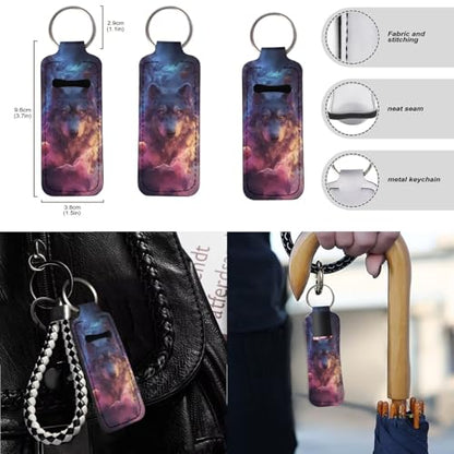 Wolf Planet Galaxy Pattern 15 Pcs Car Accessories Set, Car Interior Covers Set Front Rear Seat Covers Steering Wheel Cover Seat Belt Covers Car Headrest Cover Car Coaster - color: Wolf Planet Galaxy Pattern
