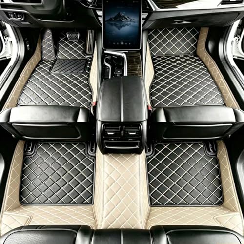 Customize Floor Mats for Cars fit 98% Sedans SUV Sports, Custom Automotive Floor Mat Fit Truck All Weather Car Protection Pads Non-Slip Auto Interior Mats (Beige Black) - color: Beige Black