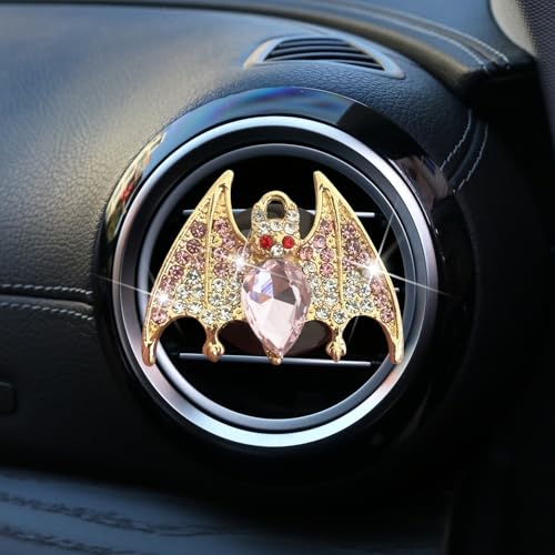 New Bat Aromatherapy Car Decoration Clip Car Air Vent Decorative Fragrance Bat Rearview Mirror Pendant Holidays And Festivals Pendant (Gold Bat & Gold Bat Pendant) - size: Gold Bat & Gold Bat Pendant