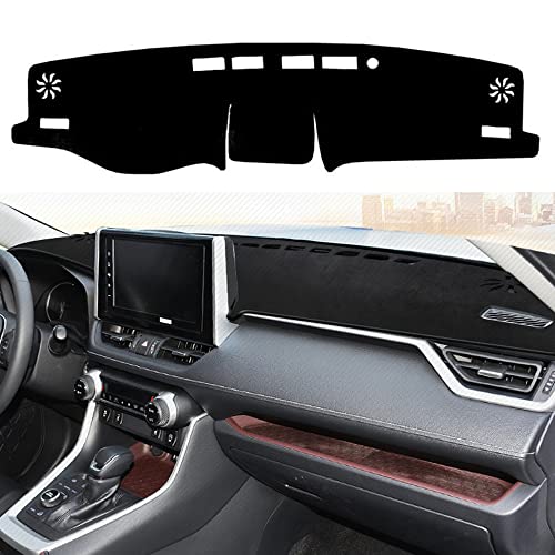 Dashboard Cover Dash Cover Mat Pad Carpet Custom Fit for RAV4 Accessories 2019 2020 2021 2022 2023 2024 2025 Accessories Anti-Skid Center Console Protector Cover Mat(Black Edge) - color: Black Edge, size: For Toyota RAV4 2019-2025