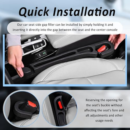 2PCS 3 in 1 Car Seat Gap Filler Organizer with Emergency Hammer,Upgraded Car Seat Gap Plug with Storage Slot & Cars Hook,Versatile in Between Cars Seats Catcher for Gaps Blocking