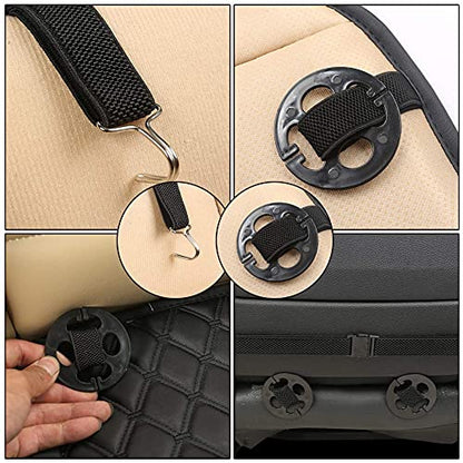 Black Panther PU Car Seat Cover, Front Seat Protector Compatible with 90% Vehicles,Embroidery,Anti-Slip & Full Wrapping Bottom (W 21.26ׄ 20.87 Inch)(1Piece,Black) - color: Front Single Black