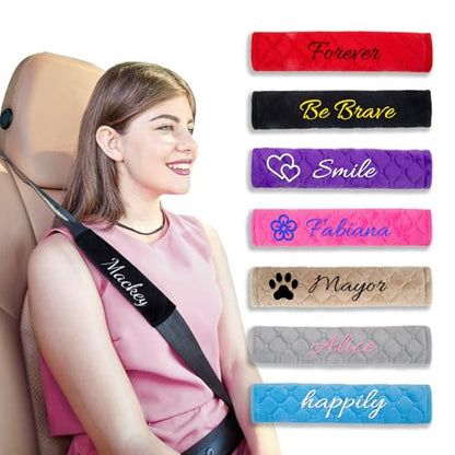 Personalized Seat Belt Cover Pad, Embroidered Seatbelt Cushion, Seatbelt Covers, Car Seat Belt Pads for Adults Car Seat Strap Pads for Kids Universal Fit for All Cars and Backpack 10 Inch 1 Pack