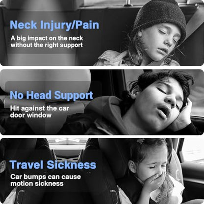 Car Headrest Pillow, 4-Way Adjustable Car Headrest,Thickened Memory Foam Road Pal Headrest, Neck Support Pillow, U- Shaped Design, Travel Car Sleeping,Suitable for Kids and Adults(Brown) - color: Brown
