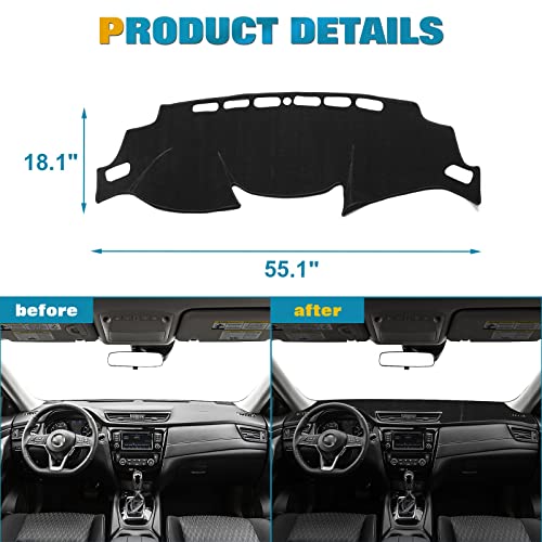 x xotic tech Center Console Dashboard Mat Pre-Cut Non-Slip Sunshield Sun Glare Protector Dash Carpet Pad Black Cover Compatible with Nissan Rogue 2014-2020 - color: Compatible with Nissan Rogue 2014-2020