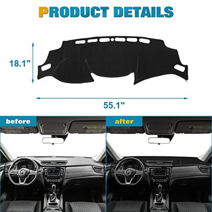 x xotic tech Center Console Dashboard Mat Pre-Cut Non-Slip Sunshield Sun Glare Protector Dash Carpet Pad Black Cover Compatible with Nissan Rogue 2014-2020 - color: Compatible with Nissan Rogue 2014-2020