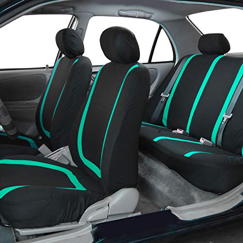 FH Group Car Seat Covers Rear Set Cloth - Car Seat Covers with Removable Headrest,Universal Fit,Automotive SeatCovers,Washable Car SeatCover for SUV,Sedan,Van Mint - color: Mint, size: Rear Set