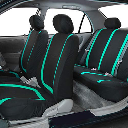 FH Group Car Seat Covers Rear Set Cloth - Car Seat Covers with Removable Headrest,Universal Fit,Automotive SeatCovers,Washable Car SeatCover for SUV,Sedan,Van Mint - color: Mint, size: Rear Set